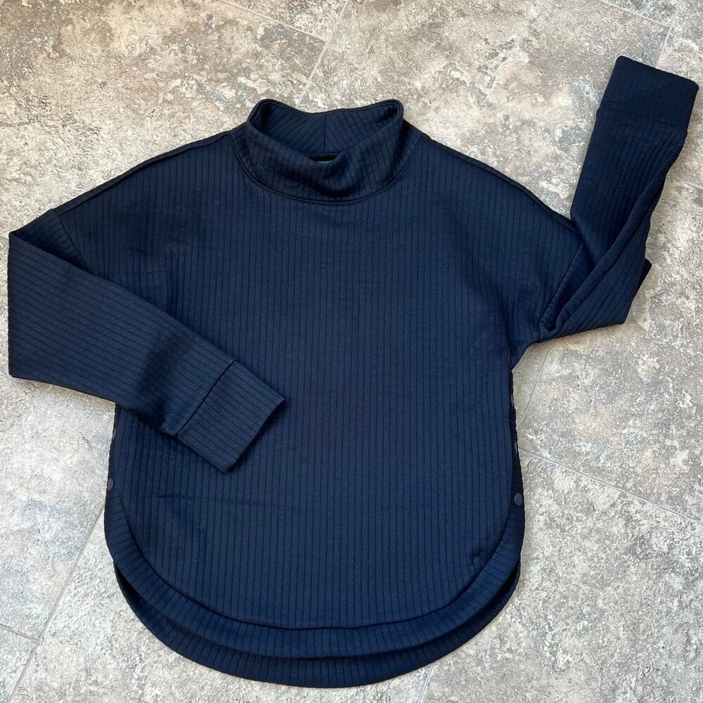 Gap Fit Very Black Ribbed Mock neck Sweater, Women's size S